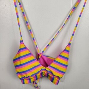 Raisins Kira‎ Bra Multicolor Stripe Bikini Top L – Strappy Back, NWT